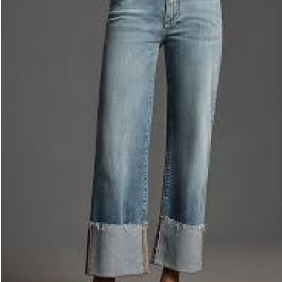 Pilcro Scotty Cuffed Blue Cropped Jeans - Picture 1 of 9